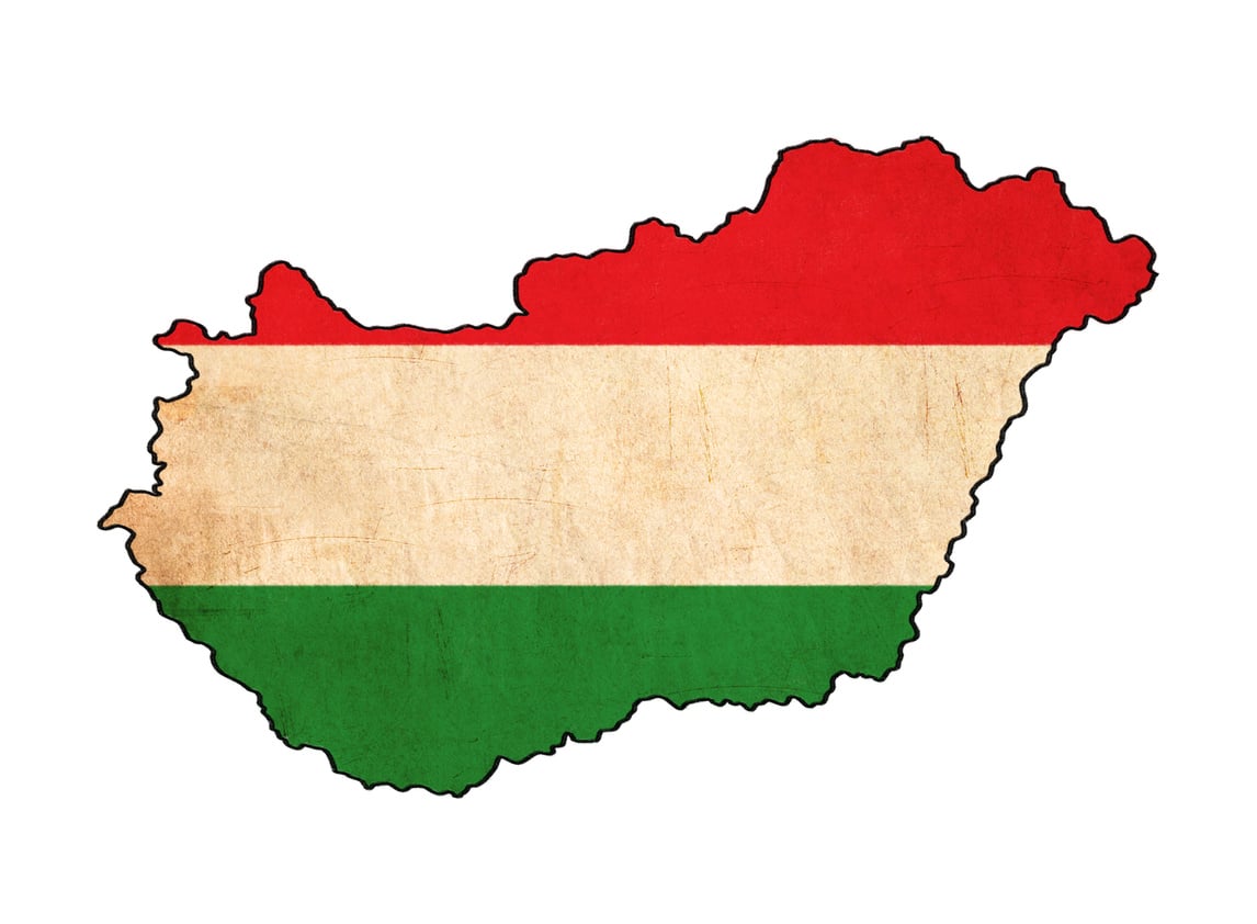 Hungary map on  flag drawing